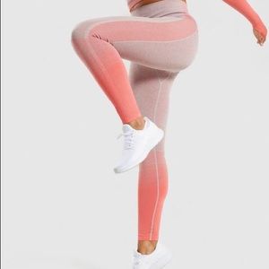 Gymshark leggings coral and taupe (small)